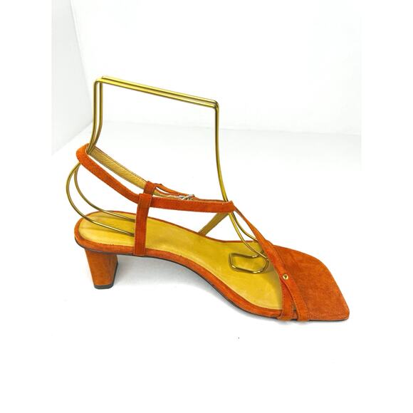 FRAME orange Le Braxton Strappy suede summer Sandal (Women) sz 37 - Picture 3 of 9